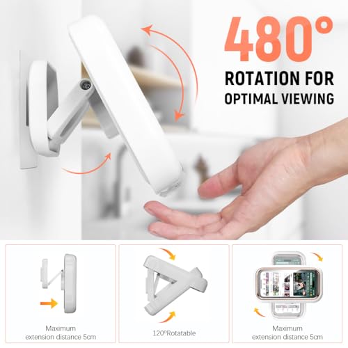 ZORBES® Bathroom Phone Holder for 6.8'' Phone Waterproof Anti-Fog Wall Phone Holder with Ultra Slim TPU Touch Screen 360 ° Rotatable Phone Holder Case No Drill Wall Phone Holder ZORBES® Bathroom Phone Holder for 6.8'' Phone Waterproof Anti-Fog Wall Phone Holder with Ultra Slim TPU Touch Screen 360 ° Rotatable Phone Holder Case No Drill Wall Phone Holder
